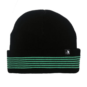 PASSPORT ~ Organic Cotton Stripe Knit Beanie * BLACK/GREEN*