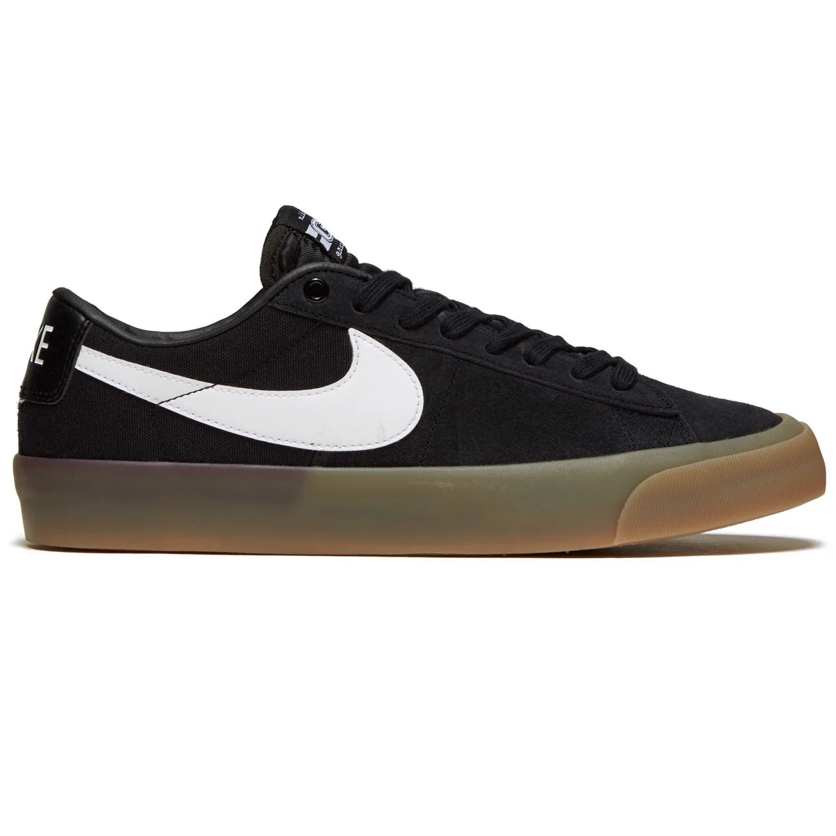 Nike SB Zoom Blazer Low Pro GT Skate Shoes Color: Black/white-black-gum Light Brown