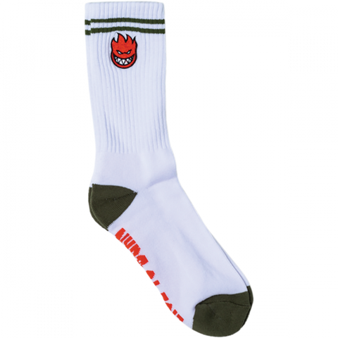 SPITFIRE BIGHEAD FILL EMBROIDERY CREW SOCK WHT/OLIVE/RED