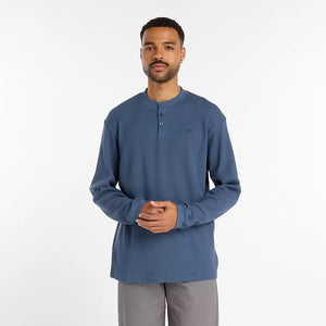 Numeric Waffle Knit Long Sleeve Henley ~ Vintage Indigo